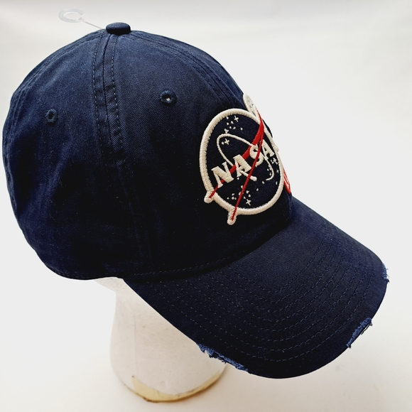 Nasa American Needle Embroidered Patch es Distressed Cap Navy Blue Hat - Picture 4 of 7